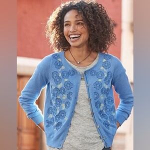 Sundance Blue Floral Embroidered Cardigan